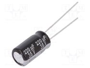 Capacitor: electrolytic; THT; 220uF; 35VDC; Ø8x15mm; Pitch: 3.5mm PANASONIC