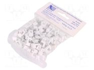 Holder; white; for flat cable,YDYp 2x1,5; 100pcs; with a nail PAWBOL