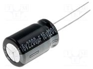 Capacitor: electrolytic; THT; 2200uF; 16VDC; Ø12x20mm; Pitch: 5mm SAMWHA