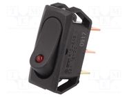 ROCKER; SPST; Pos: 2; ON-OFF; 25A/12VDC; black; LED,point; 12VDC SCI