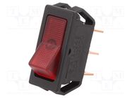 ROCKER; SPST; Pos: 2; ON-OFF; 20A/12VDC; red; neon lamp; R13-249-DC SCI