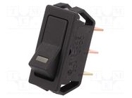 ROCKER; SPST; Pos: 2; ON-OFF; 20A/12VDC; black; LED,point; 12VDC SCI