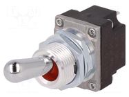 Switch: toggle; Pos: 2; SPST; (ON)-OFF; 5A/28VDC; MT; -40÷85°C; IP68 HONEYWELL