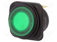 ROCKER; SPST; Pos: 2; ON-OFF; 25A/12VDC; green; IP65; LED; 12VDC; 50mΩ SCI