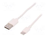 Cable; USB 2.0; USB A plug,USB C plug; 2m; white; Cu; PVC; 480Mbps GOOBAY