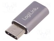 Adapter; USB 2.0,USB 3.0; USB B micro socket,USB C plug LOGILINK