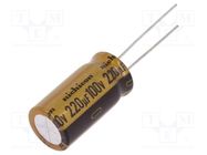 Capacitor: electrolytic; THT; 220uF; 100VDC; Ø12.5x25mm; Pitch: 5mm NICHICON