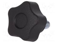 Knob; Ø: 25mm; Ext.thread: M6; 10mm; H: 19mm; technopolymer PA ELESA+GANTER