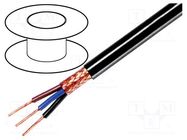 Wire; 3x0.75mm2; shielded,braid made of copper wires; black; 49V 