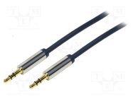 Cable; Jack 3.5mm 3pin plug,both sides; 3m; Plating: gold-plated LOGILINK