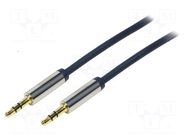 Cable; Jack 3.5mm 3pin plug,both sides; 500mm; dark blue; PVC LOGILINK