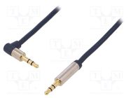 Cable; Jack 3.5mm 3pin plug,Jack 3.5mm 3pin angled plug; 0.75m LOGILINK