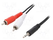 Cable; Jack 3.5mm plug,RCA plug x2; 1.5m; black LOGILINK