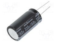 Capacitor: electrolytic; THT; 330uF; 160VDC; Ø18x35.5mm; ±20% NICHICON