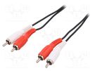Cable; RCA plug x2,both sides; 5m; black LOGILINK