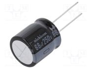 Capacitor: electrolytic; THT; 68uF; 250VDC; Ø18x20mm; Pitch: 7.5mm NICHICON