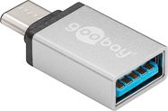 USB-C™/USB-A 3.0 OTG SuperSpeed ​​Adapter for Charging Cables, silver, silver - USB-C™ adapter with USB-C™ male > USB 3.0 female (Type A)