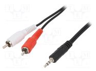 Cable; Jack 3.5mm plug,RCA plug x2; 5m; black LOGILINK