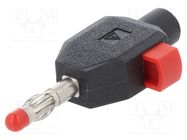 Plug; 4mm banana; 10A; 60V; black; insulated; 2.5mm2; nickel plated STÄUBLI