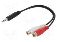 Cable; Jack 3.5mm plug,RCA socket x2; 200mm; black LOGILINK