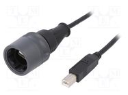 Cable; USB 2.0; USB A plug,USB B plug; IP66,IP68,IP69K; 1A; 2m BULGIN