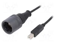 Cable; USB 2.0; USB A plug,USB B plug; 2m; IP66,IP68,IP69K; 1A BULGIN