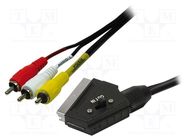 Cable; RCA plug x3,SCART plug; 2m; black 