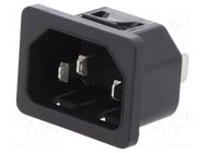 Connector: AC supply; socket; male; 10A; 250VAC; C14 (E); 6100-4 SCHURTER
