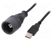 Cable; USB 2.0; USB A plug,USB B plug; 5m; IP66,IP68,IP69K; 1A BULGIN