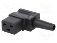 Connector: AC supply; plug; female; 16A; 250VAC; IEC 60320; C19 (J) SCHURTER