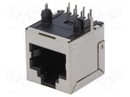 Socket; RJ45; PIN: 8; Cat: 6; shielded; Layout: 8p8c; THT; angled ENCITECH