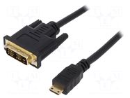 Cable; DVI-D (18+1) plug,mini HDMI plug; HDMI 1.4; 2m; black LOGILINK