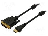 Cable; DVI-D (18+1) plug,HDMI plug; 2m; black; HDMI 1.4 LOGILINK