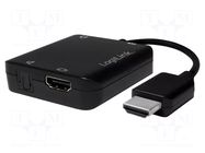 Adapter; HDMI socket,HDMI plug,Jack 3.5mm socket,SPDIF; black LOGILINK