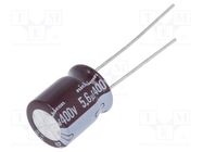 Capacitor: electrolytic; THT; 5.6uF; 400VDC; Ø10x12.5mm; Pitch: 5mm NICHICON