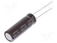 Capacitor: electrolytic; low ESR; THT; 680uF; 25VDC; Ø10x30.5mm NICHICON