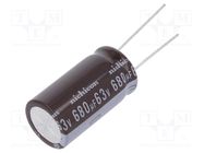 Capacitor: electrolytic; low ESR; THT; 680uF; 63VDC; Ø16x30.5mm NICHICON