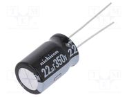 Capacitor: electrolytic; THT; 22uF; 350VDC; Ø12.5x20mm; Pitch: 5mm NICHICON