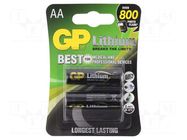 Battery: lithium; AA; 1.5V; non-rechargeable; 2pcs. GP