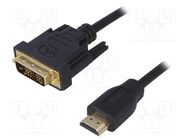 Cable; HDMI 1.4; DVI-D (18+1) plug,HDMI plug; 3m; black LOGILINK