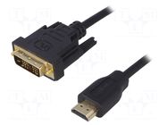 Cable; DVI-D (18+1) plug,HDMI plug; HDMI 1.4; EDID,HDCP; 3m LOGILINK