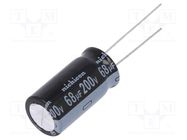 Capacitor: electrolytic; THT; 68uF; 200VDC; Ø12.5x25mm; Pitch: 5mm NICHICON