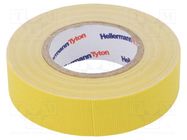 Tape: textile; W: 19mm; L: 10m; Thk: 0.31mm; yellow; 64N/cm; 10% HELLERMANNTYTON