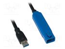 Repeater USB; USB 3.2; USB A socket,USB A plug; 20m; black; 5Gbps LOGILINK