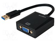 Adapter; USB 2.0,USB 3.0; D-Sub 15pin HD socket,USB A plug LOGILINK