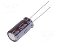 Capacitor: electrolytic; THT; 8.2uF; 450VDC; Ø10x20mm; Pitch: 5mm NICHICON