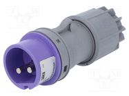 Connector: AC supply; plug; male; 32A; 24VAC; IEC 60309; IP44; PIN: 2 PCE