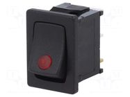 ROCKER; SPST; Pos: 2; ON-OFF; 16A/12VDC; black; IP40; LED,point; 12V SCI