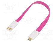 Cable; USB 2.0; USB A plug,USB B micro plug; gold-plated; 220mm LOGILINK