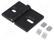 Hinge; Width: 68mm; cast zinc; black; H: 50mm; for profiles ELESA+GANTER